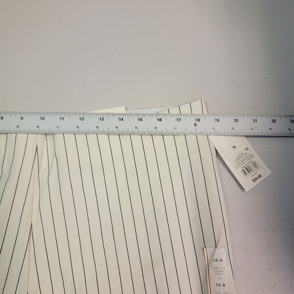 A New Day Pants Wide-Leg Elastic Waist Ivory Striped Skinny Ankle Womens Size 16 - Picture 7 of 8